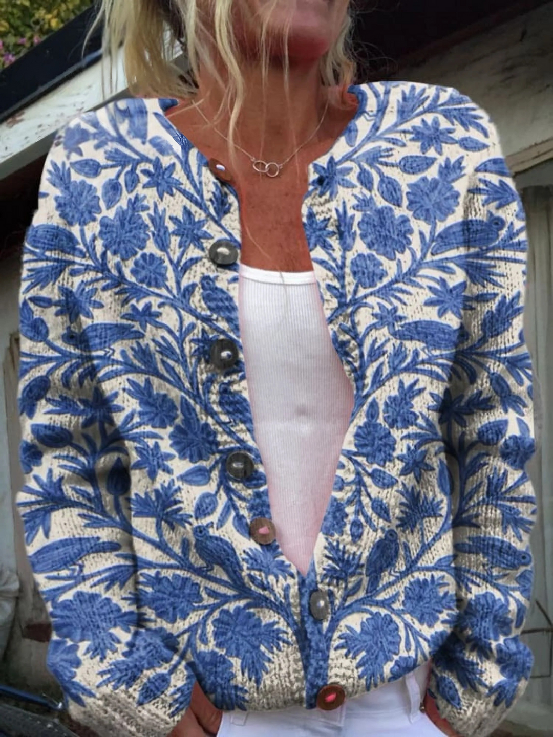 Monroe™ Floral-Patterned Button-Up Cardigan