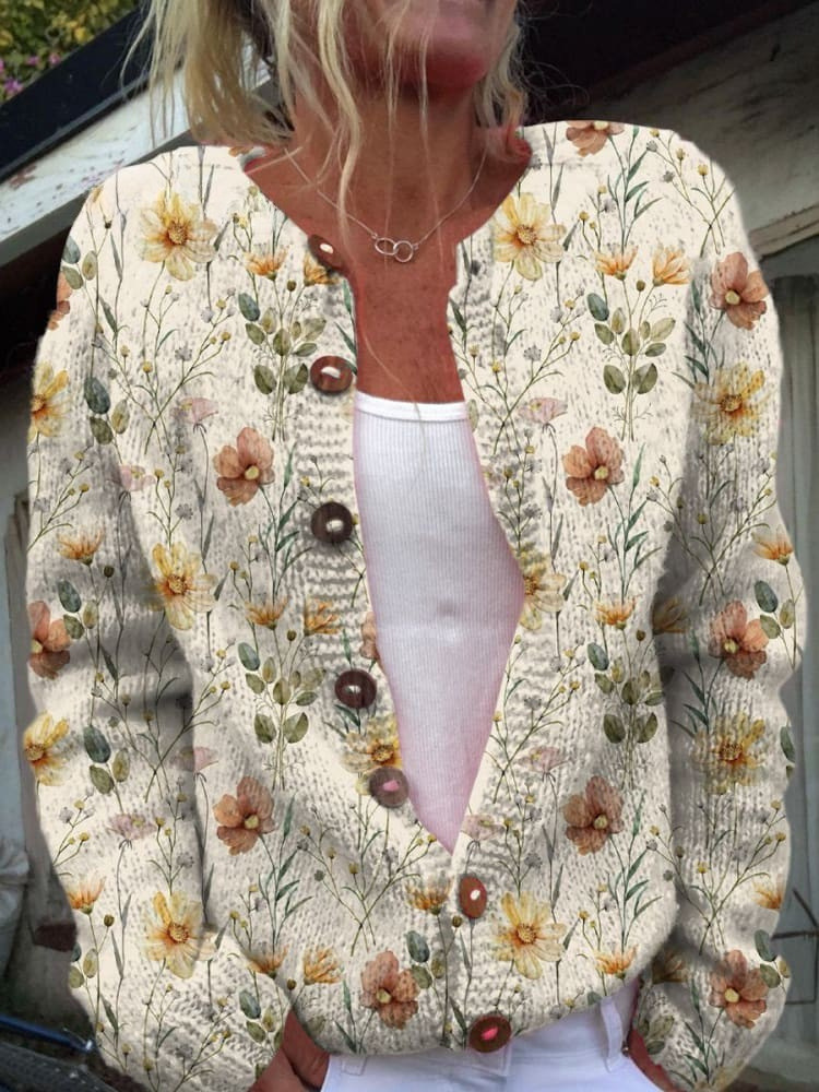 Winslow™ Floral Watercolor Print Cardigan Sweater