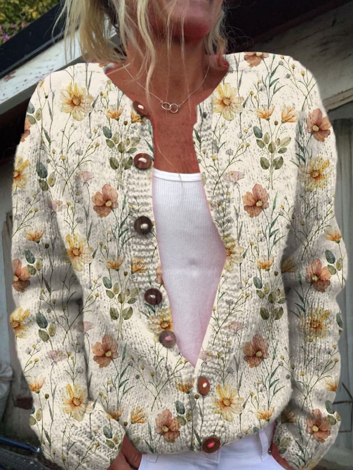 Winslow™ Floral Watercolor Print Cardigan Sweater