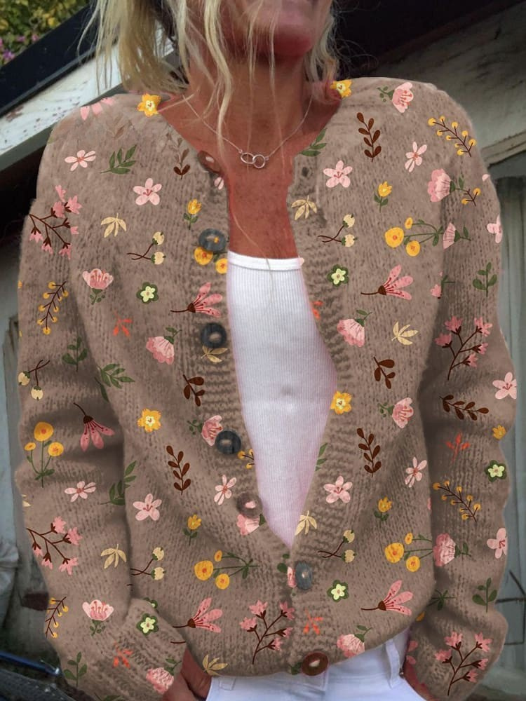 Laken™ Floral-Patterned Cardigan with Button Details