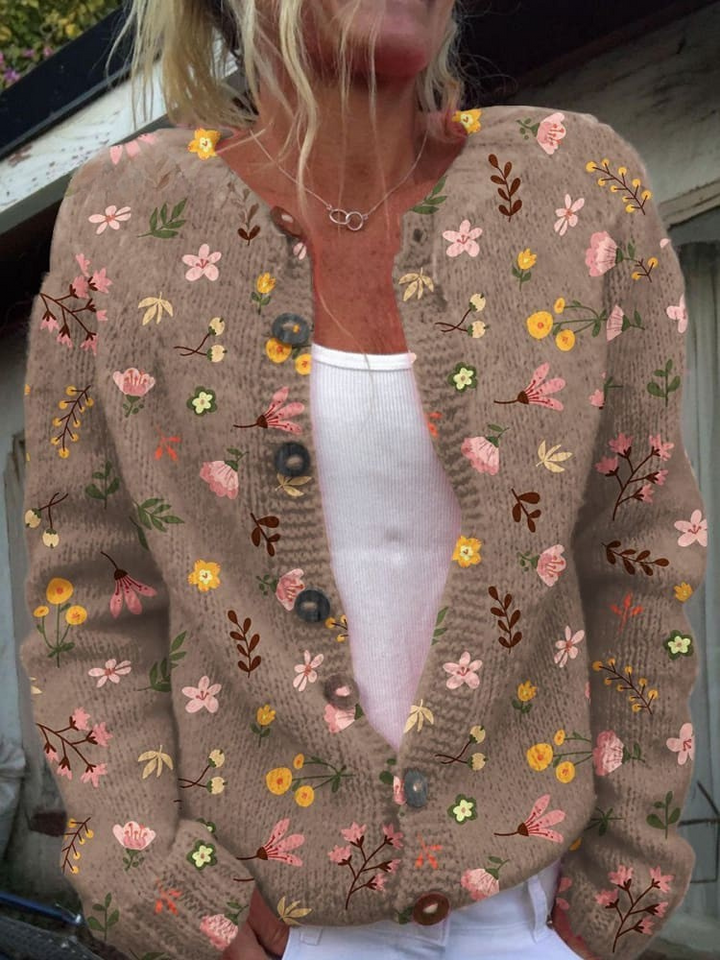 Laken™ Floral-Patterned Cardigan with Button Details