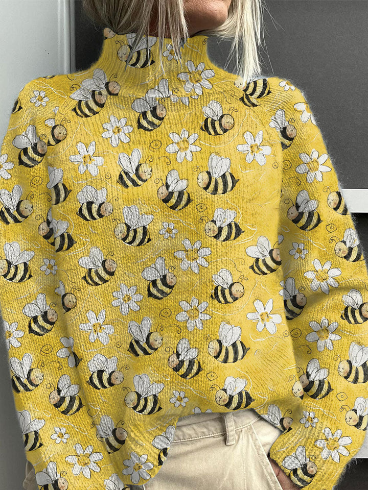 Fallon™ Bee Art Turtleneck Sweater