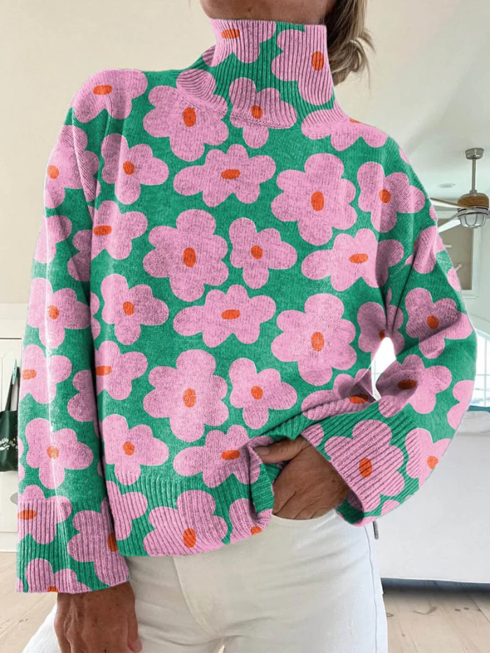 Blythe™ Elegant Flower Turtleneck Sweater