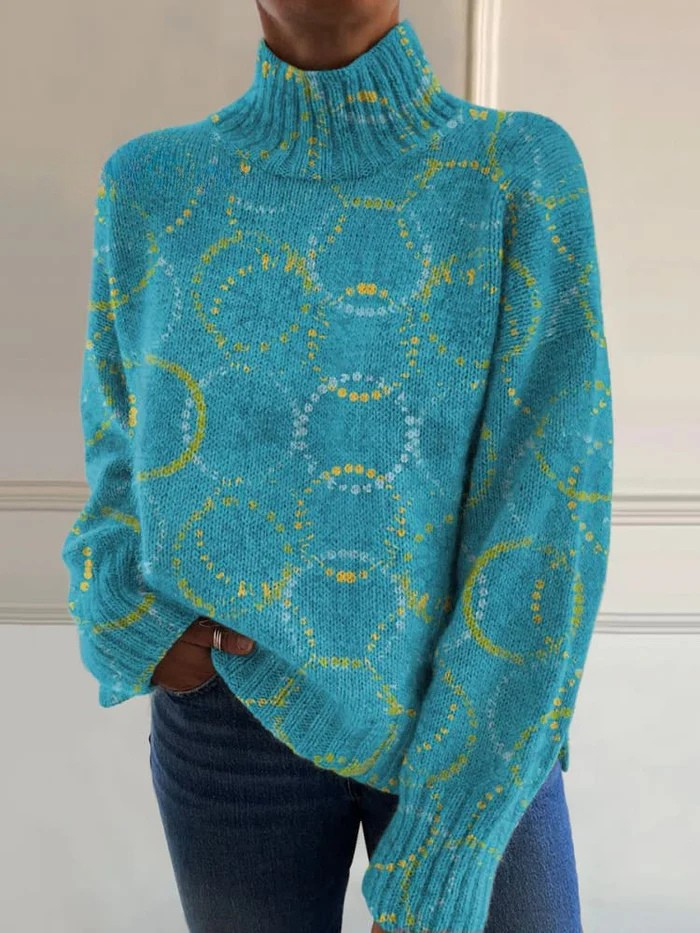 Indigo™ Vibrant Art Circle Turtleneck Sweater