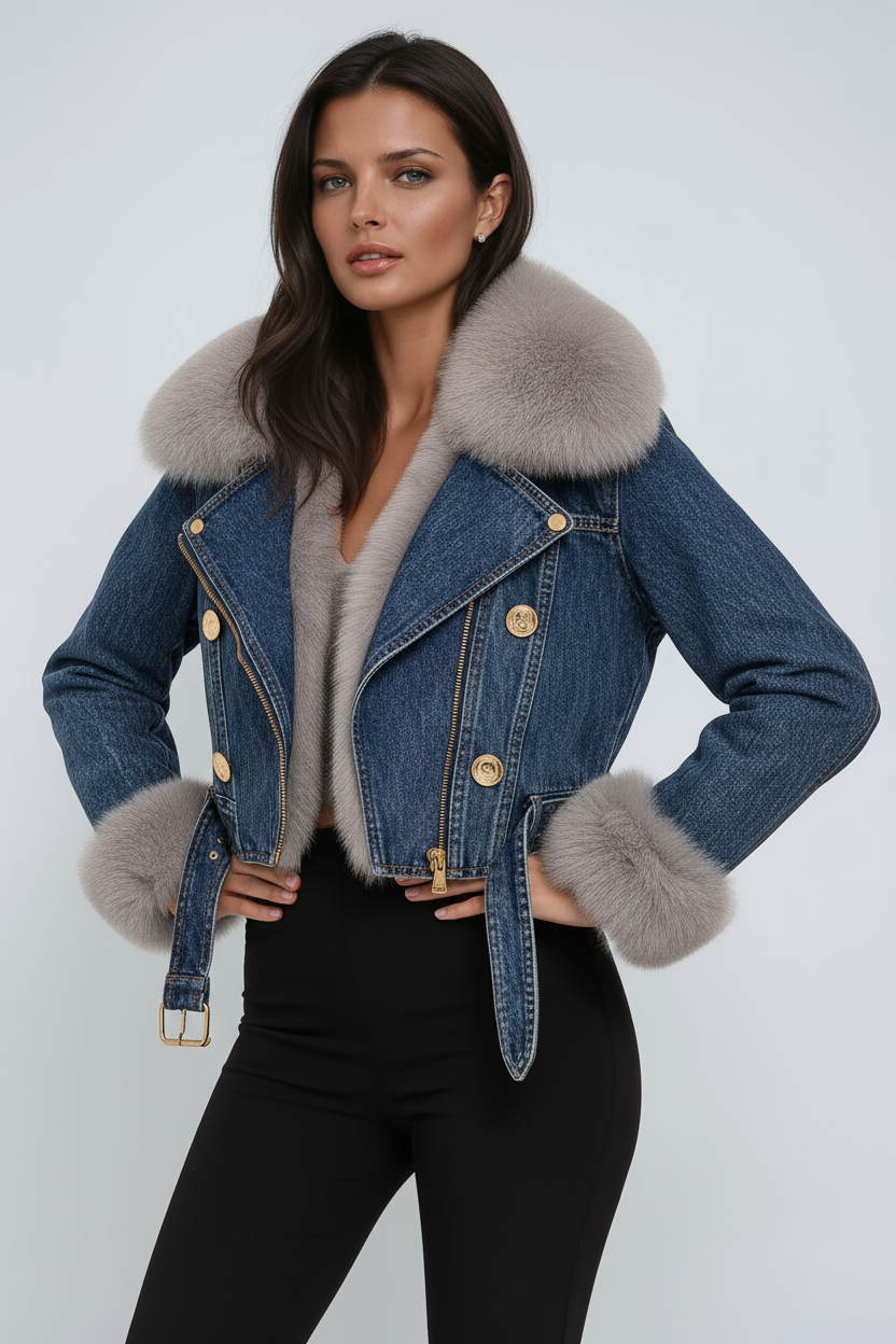 Harper™ Faux Fur Denim Jacket