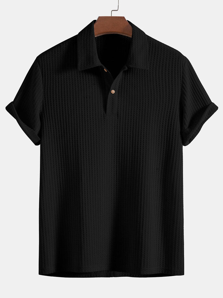 Jason | Knitted Waffle Polo Shirt