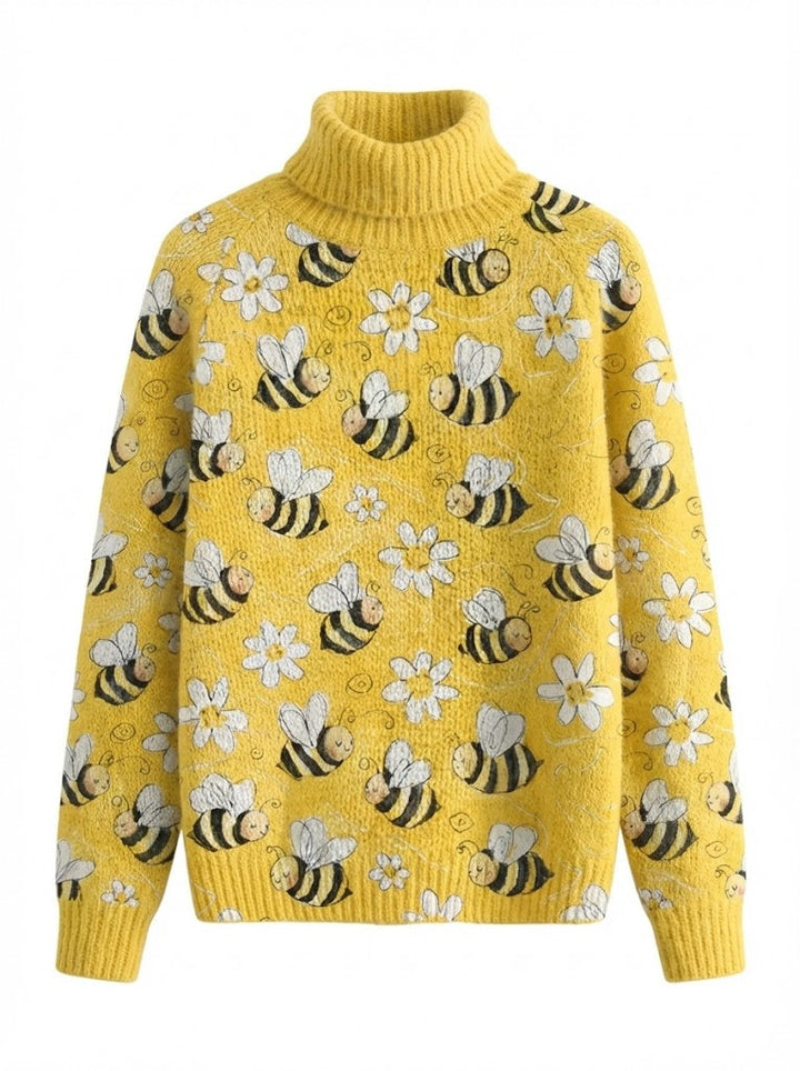 Fallon™ Bee Art Turtleneck Sweater