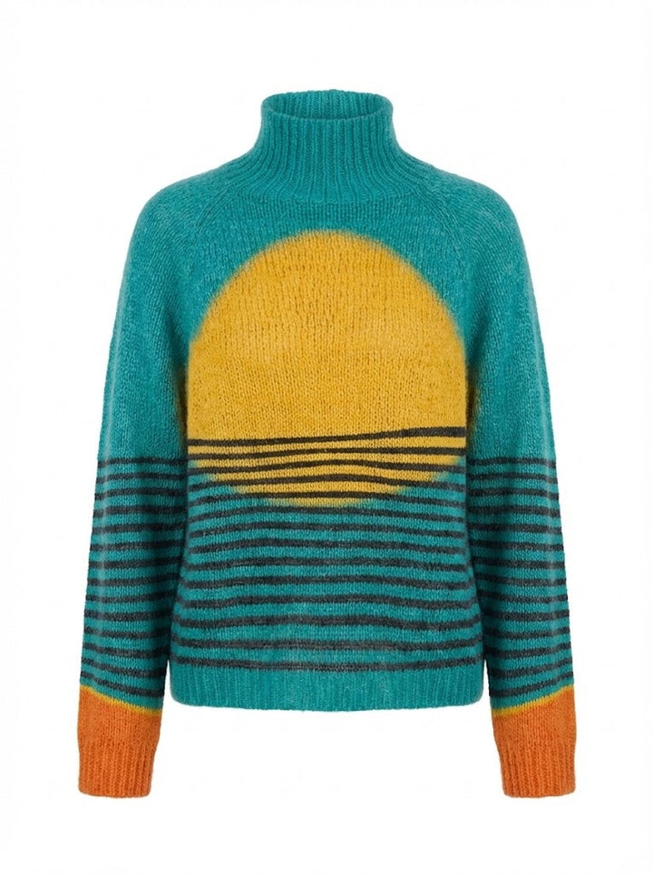 Collinda™ Turtleneck Sweater with Dots and Waves Design