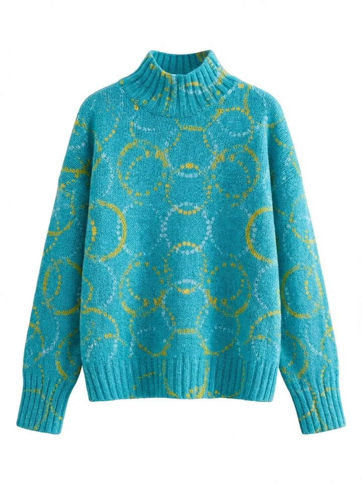 Indigo™ Vibrant Art Circle Turtleneck Sweater