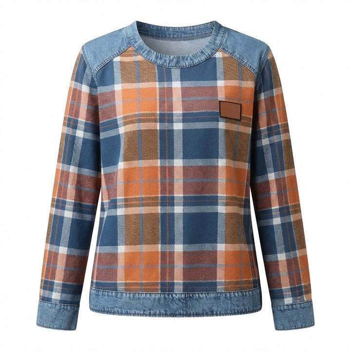 Clara™ Colorful Patchwork Denim Knit Sweater