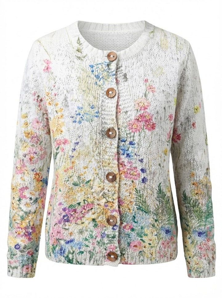 Wrenley™ Retro Floral Button-Up Cardigan
